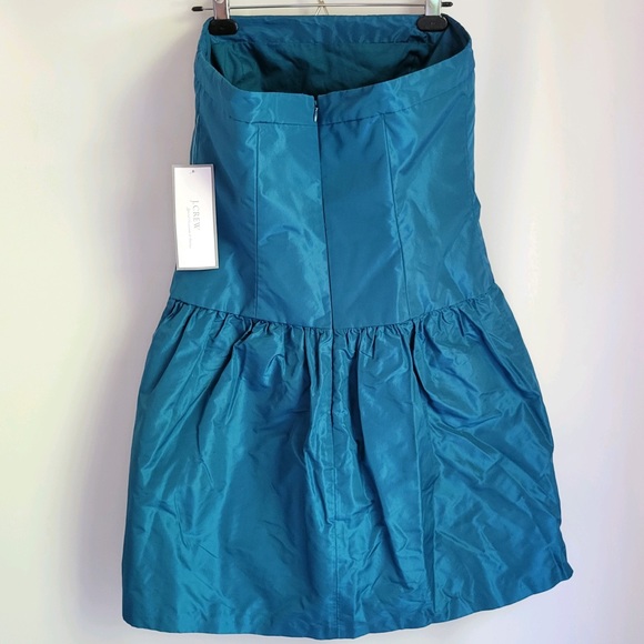 J crew 100% silk blue strapless dress size 12 NWT - Picture 2 of 7